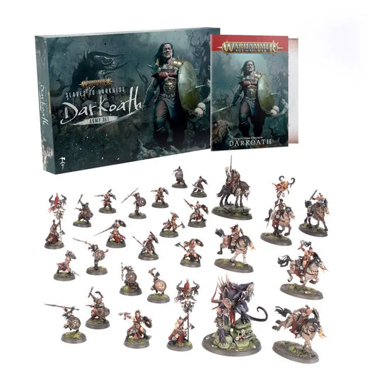 Warhammer Age of Sigmar Darkoath Army Set with Darkoath Fellriders and Wilderfiend figures