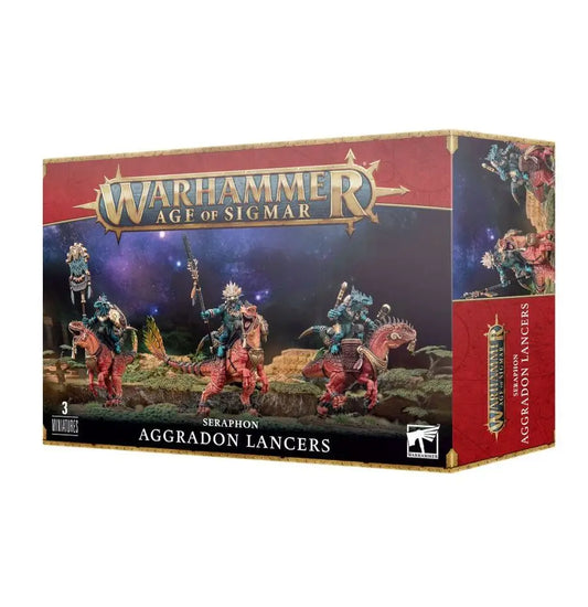 Warhammer Age of Sigmar Seraphon Aggradon Lancers box featuring stunning miniatures