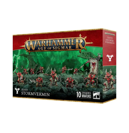Warhammer Age of Sigmar Skaven Stormvermin miniatures box for elite melee gameplay