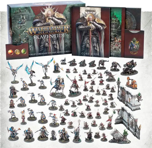 Warhammer Age of Sigmar Skaventide miniatures set featuring Stormcast Eternals ruination chambers during spearhead game mode