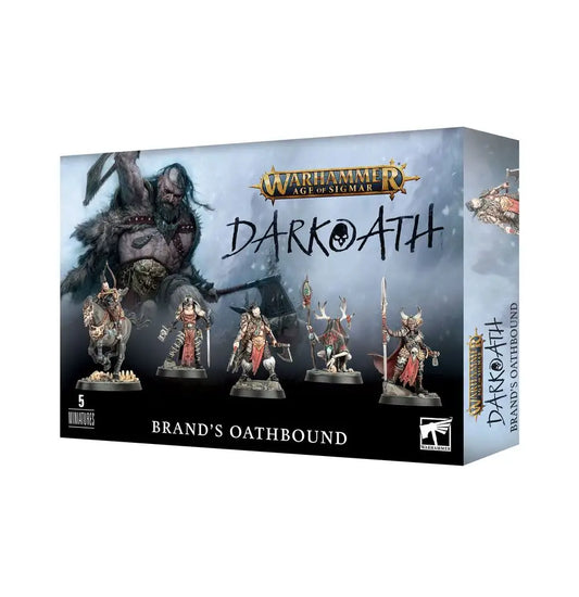 Warhammer Age of Sigmar Darkoath miniatures box from Slaves to Darkness brand’s Oathbound featuring Warqueen Tanari and Dendrel Direbrand