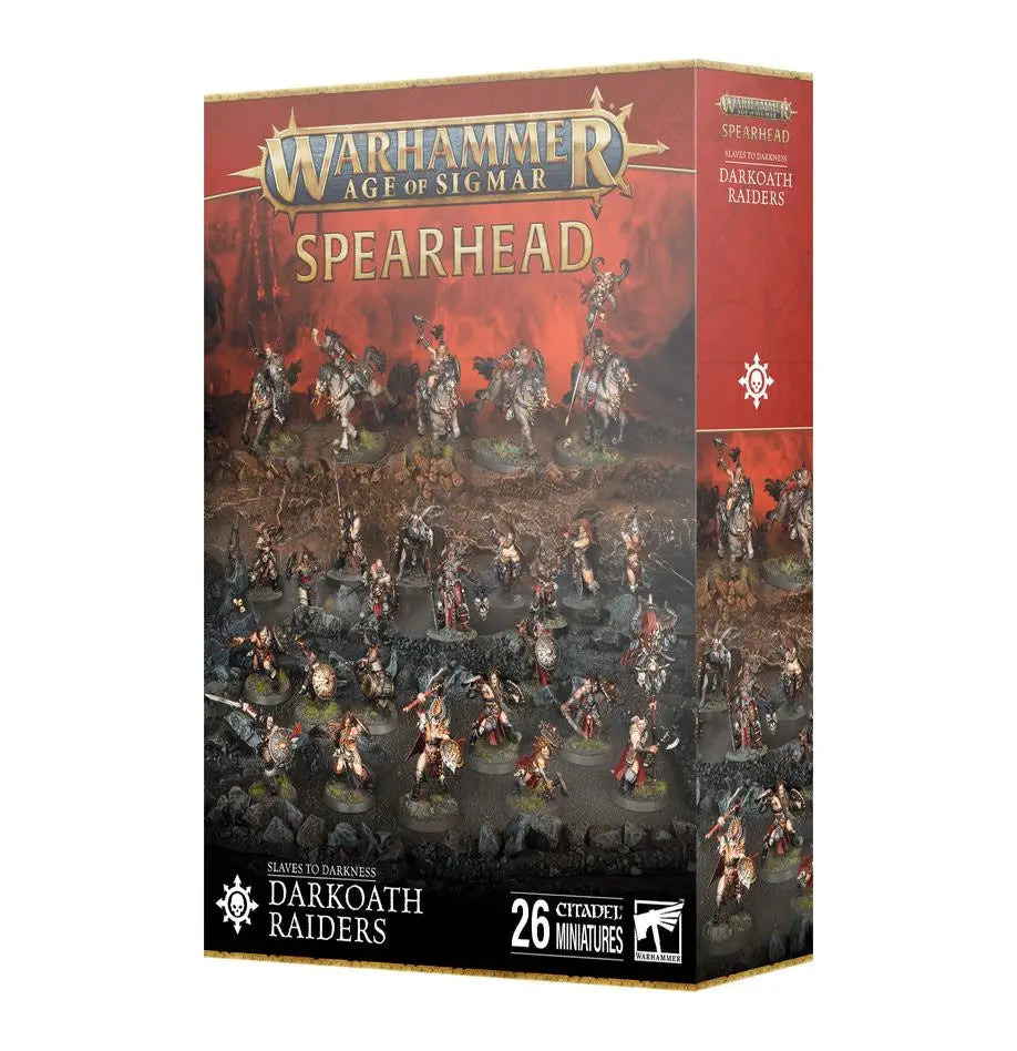Warhammer Age of Sigmar Darkoath Raiders Spearhead box set with 26 models, including Darkoath Warqueen