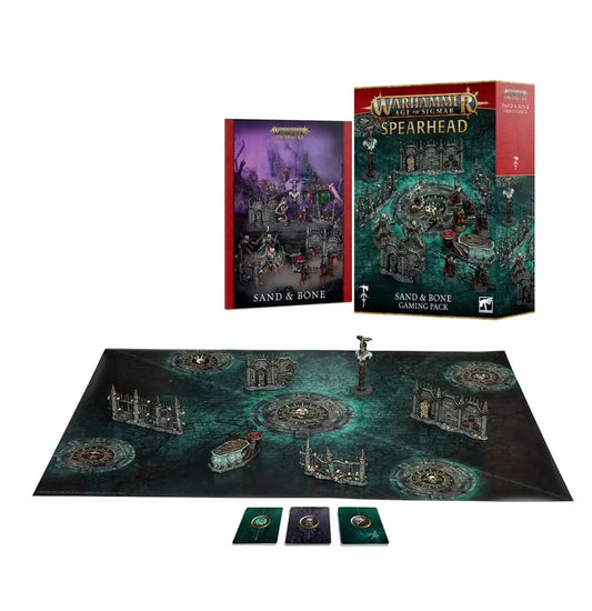 Warhammer Age of Sigmar Spearhead Bone Gaming Pack with board game set and rulebooks