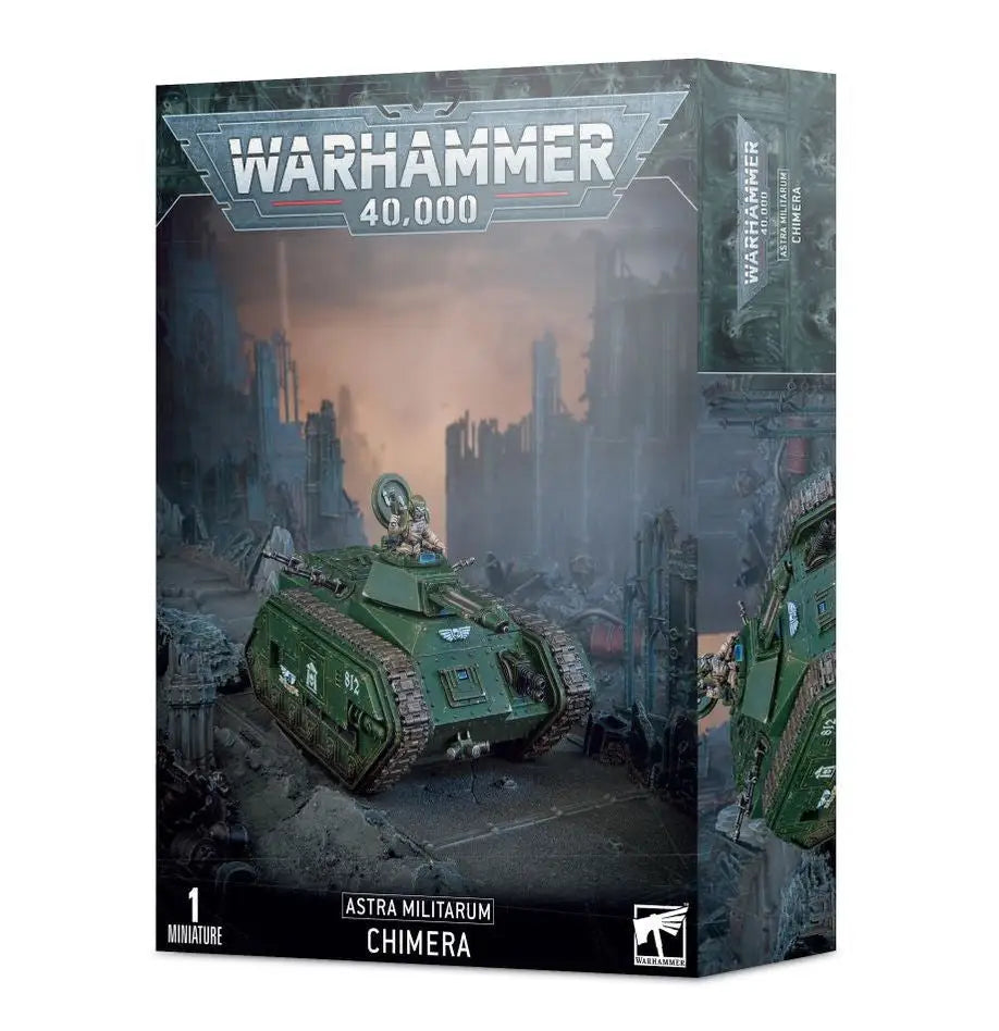Warhammer Astra Militarum Chimera miniature tank kit with heavy bolter and flamer