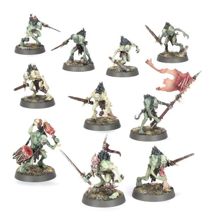 Miniature painted Fantasy Skeleton Warrior figurines from Warhammer Cryptguard kit