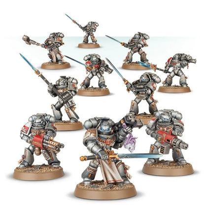 Warhammer Grey Knights Strike Squad miniature army set featuring Grey Knights and Space Wolves