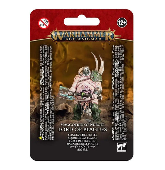 Packaged miniature figure for Warhammer MAGGOTKIN OF NURGLES featuring plague-ridden great blade