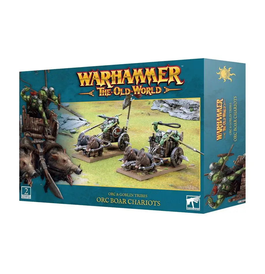 Warhammer: The Old World game box featuring Orc Boar Chariots miniatures