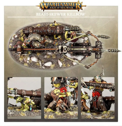 Detailed miniature of Orruk Warclans Beast-Skewer Killbow with crew close-ups