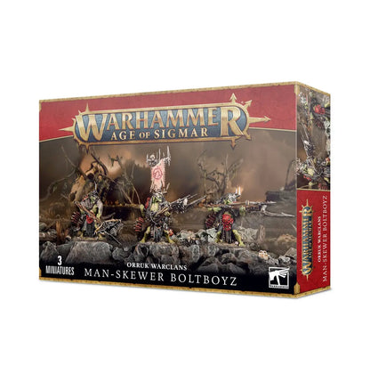 Warhammer Age of Sigmar Orruk Warclans Man Skewer Boltboyz game box with miniatures