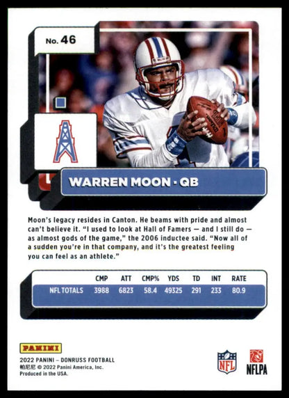 Warren Moon football card from 2022 Donruss Houston Oilers collection