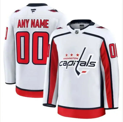 White Washington Capitals premium custom jersey with red and blue accents