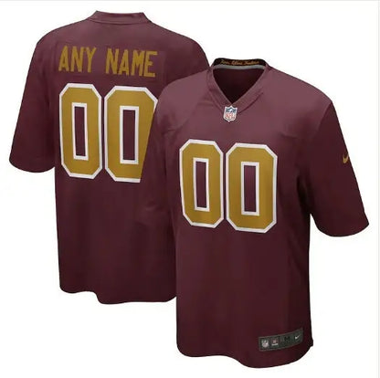 Maroon Washington Football Team Nike Alternate Custom Jersey with gold numbers and white outline