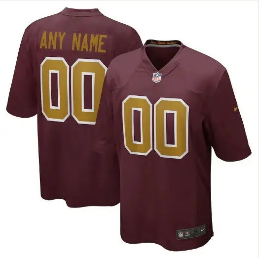 Maroon Washington Football Team Nike Alternate Custom Jersey with gold numbers and white outline