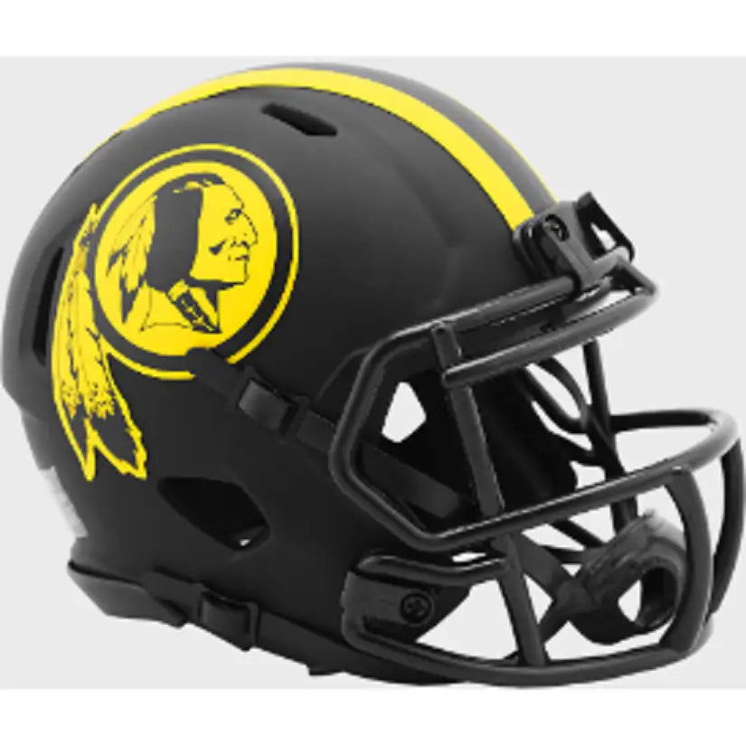 Black Washington Redskins Riddell Official Mini Helmet with yellow stripe and logo