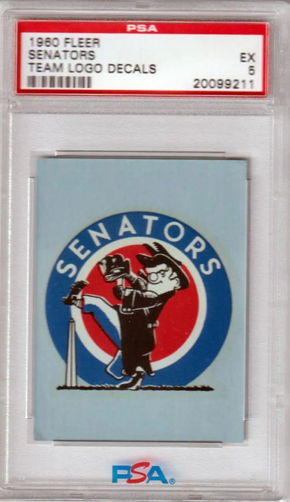 Graded 1960 Fleer Senators team logo decal authentic PSA 5 EX Washington Senators Columbia Hobby
