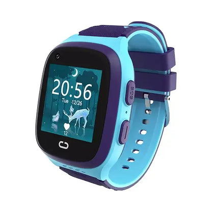 Blue and purple Waterproof Kids IP67 Smartwatch with digital display, deer graphic, SOS button