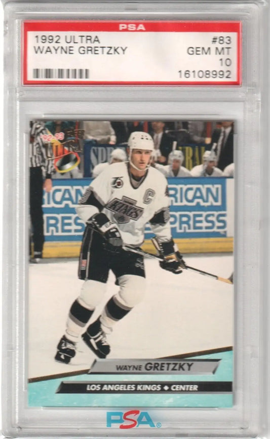 Wayne Gretzky hockey card from 1992 Fleer Ultra PSA 10 gem mint on Columbia Hobby eBay store