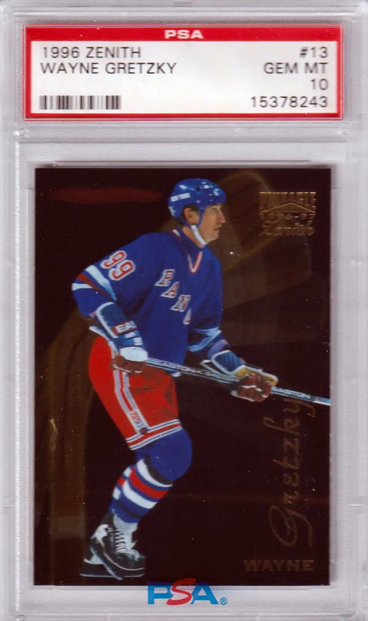 Wayne Gretzky hockey card from 1996-97 Zenith Gem Mint graded by Columbia Hobby
