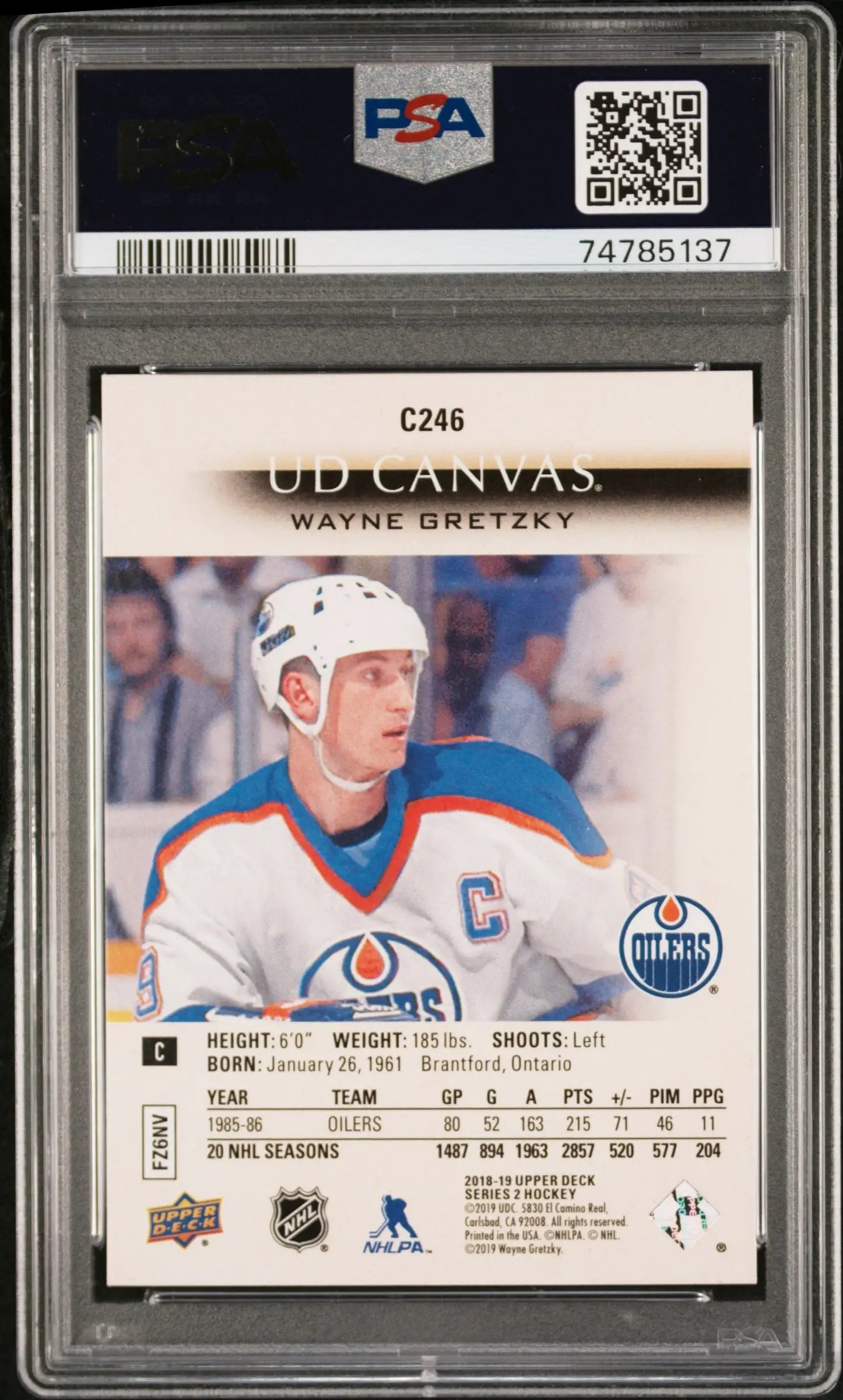 Wayne Gretzky 2018 Upper Deck Canvas #C246 PSA 10 Gem Mint hockey card collector item