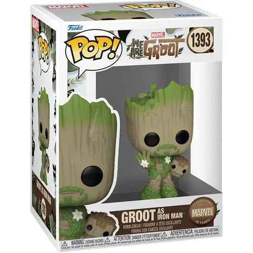 Funko Pop Groot as Iron Man bobblehead from We Are Groot as Iron Man Funko Pop vinyl figure
