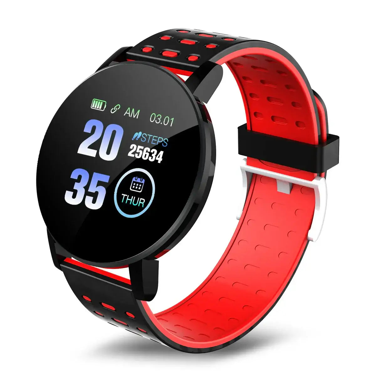 Black and red Wearable Device Smartwatch Blood Pressure Heart Rate with digital display, width 750px height