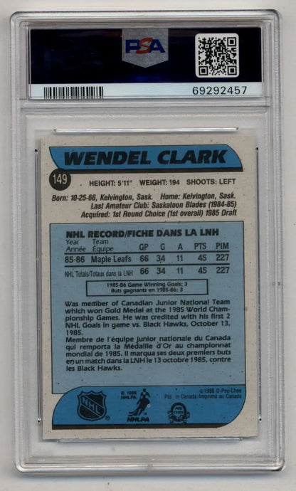 Wendel Clark 1986-87 O-Pee-Chee #149 PSA 9 - Singles