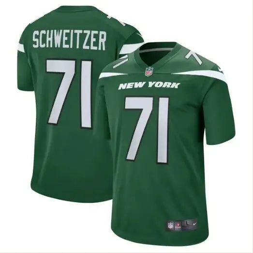 Green Wes Schweitzer New York Jets Nike game jersey with 71 on front and back