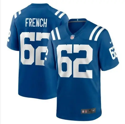 Blue Wesley French Indianapolis Colts Nike Game Player Jersey with number 62