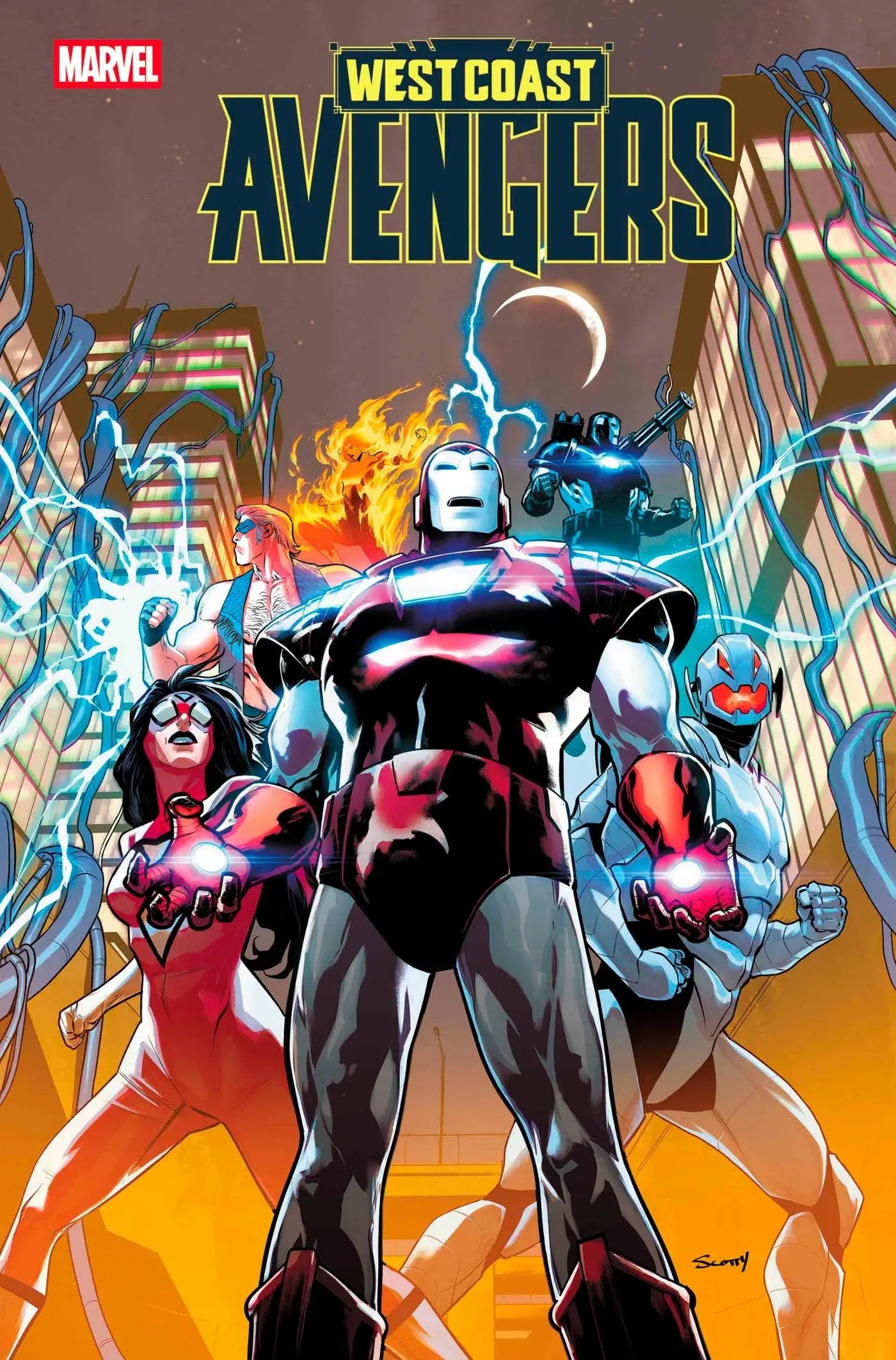Comic book cover for West Coast Avengers #9 Scott Godlewski Variant featuring West Coast Avengers artwork