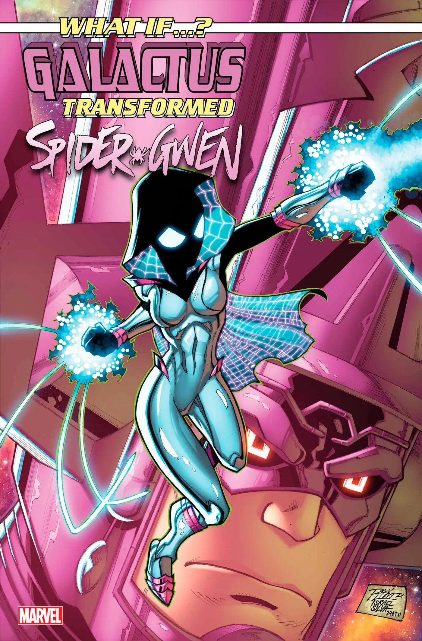 Comic book cover featuring Spider-Gwen and Galactus Transformed from What If Galactus Transformed Spider-Gwen #1