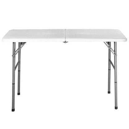 White HDPE Plastic Heavy Duty Indoor Outdoor Folding Table with Steel Frame - Folding Tables