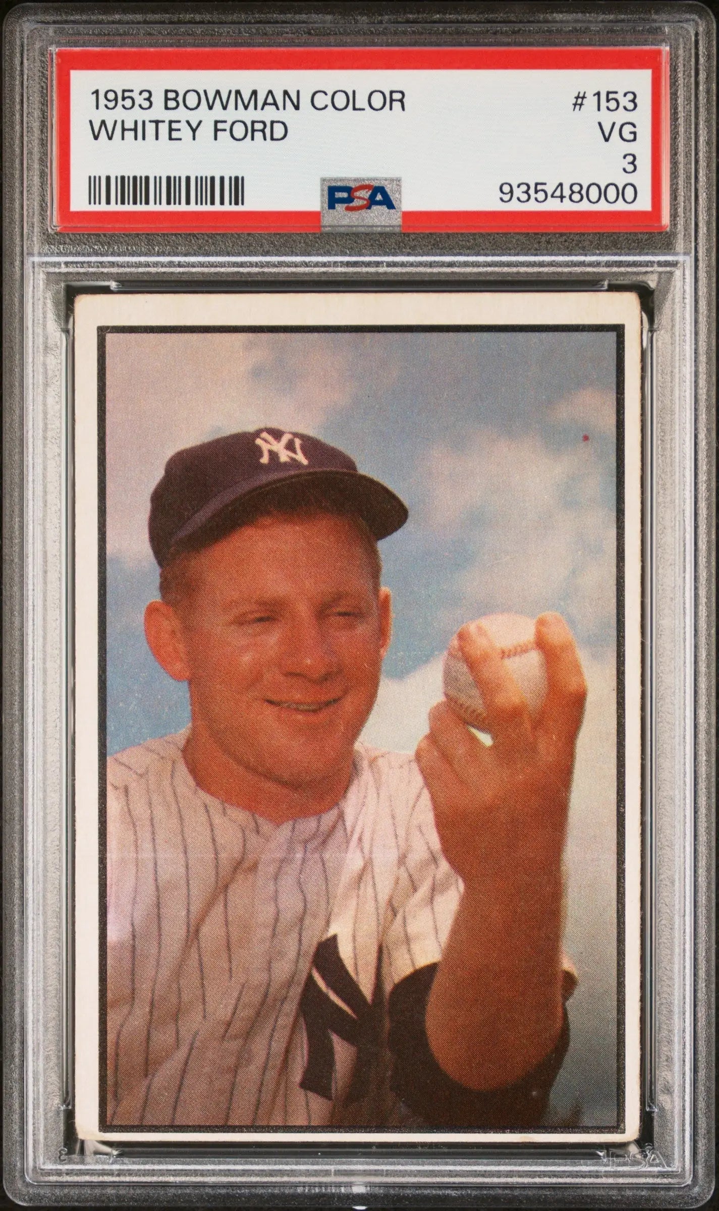 Whitey Ford 1953 Bowman Color baseball card PSA 3 Very Good image