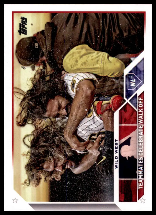 Wild West baseball card showing San Diego Padres teammates celebrating at Topps 2023
