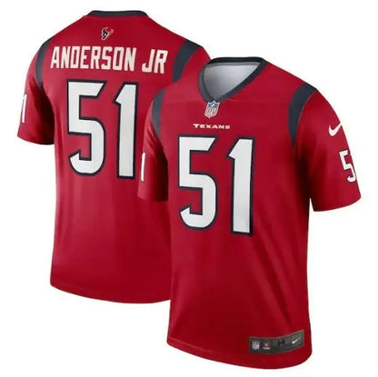 Red Houston Texans Will Anderson Jr Nike Legend Jersey with 51 on front and back