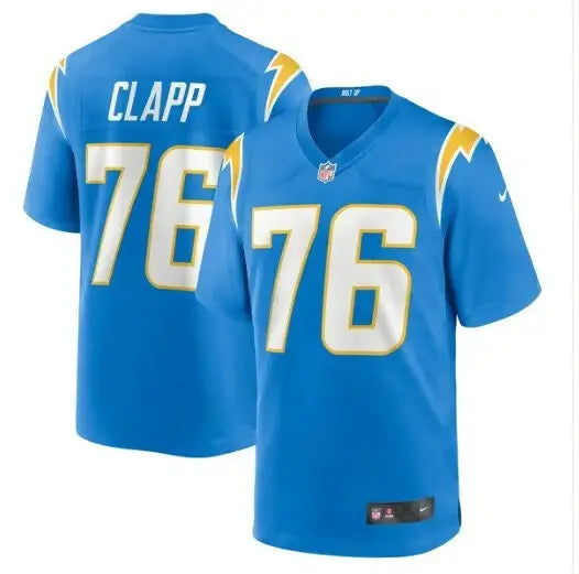 Blue Los Angeles Chargers Will Clapp Nike Game Jersey with number 76 and CLAPP on back