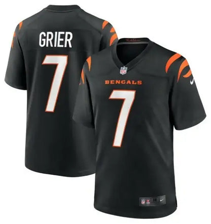 Black Bengals football jersey with number 7 from Will Grier Cincinnati Bengals Nike Team Game Jersey