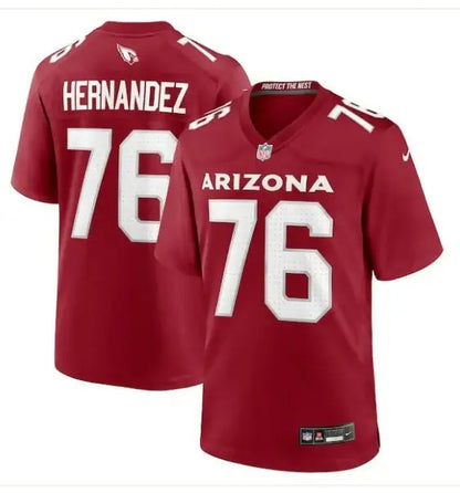 Red Arizona Cardinals Nike Team Game Jersey with number 76 for Will Hernandez