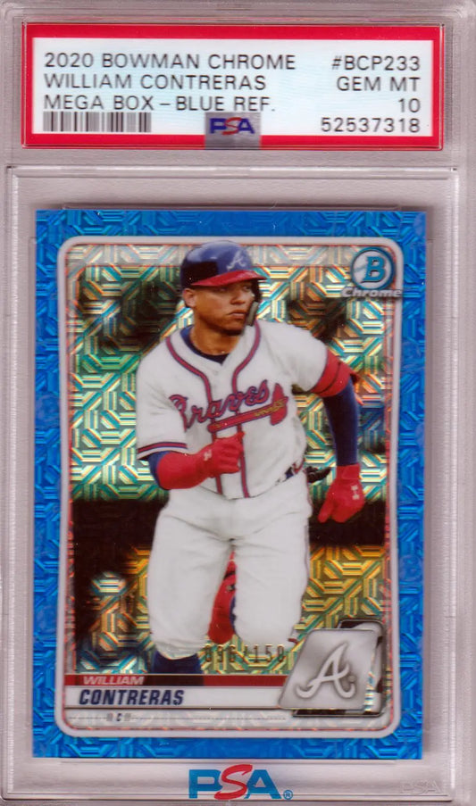 Graded William Contreras baseball card from Bowman Chrome Mega Box in PSA 10