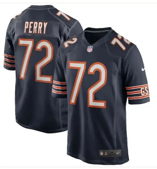 Dark blue Chicago Bears William Perry Nike Game Retired Player Jersey with orange and white trim