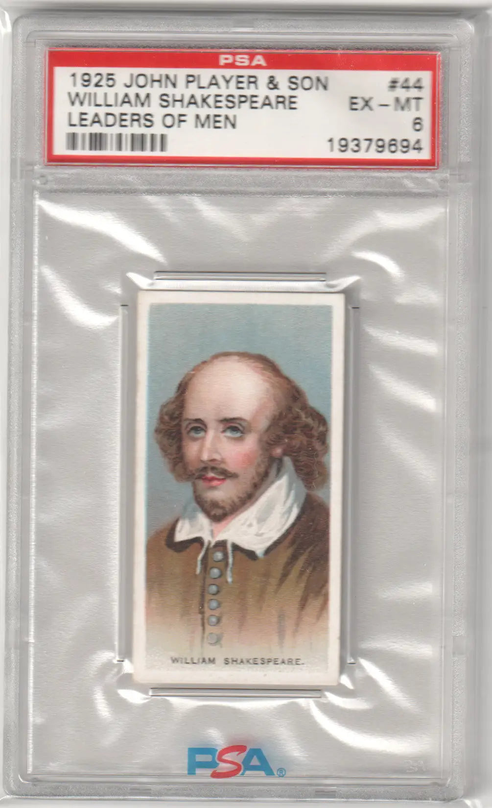 Graded vintage William Shakespeare trading card from Columbia Hobby by John Player