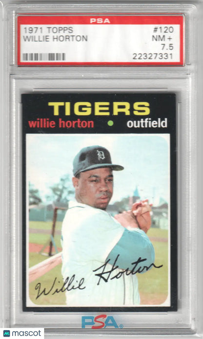 Graded Willie Horton baseball card from 1971 Topps Tigers collection at Columbia Hobby