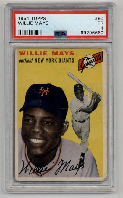 Willie Mays 1954 Topps baseball card graded PSA 1 in excellent condition