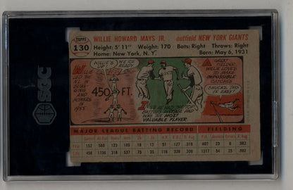Vintage 1950s Willie Mays baseball card in black SGC slab graded Very Good