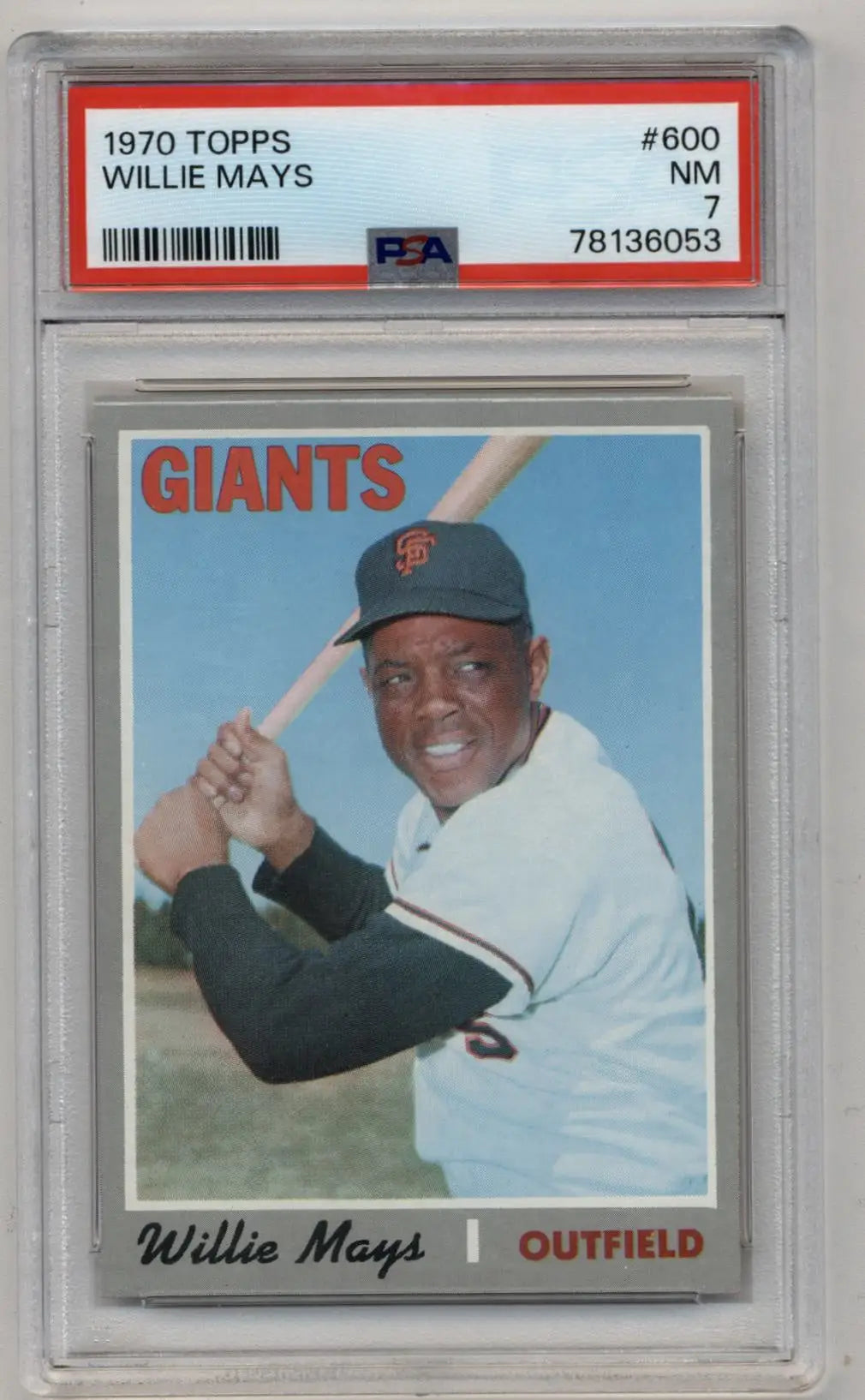 Willie Mays 1970 Topps baseball card PSA 7 Near Mint grade product image