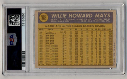 Vintage Willie Mays baseball card in protective slab from 1970 Topps PSA 7 Near Mint