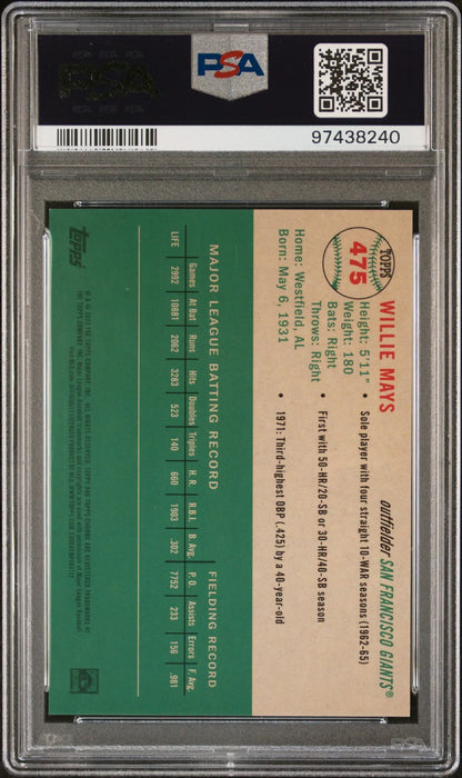 Willie Mays 2023 Topps Chrome Platinum Anniversary Cream/Black Tolie #1/10 PSA 10 Gem Mint - Singles