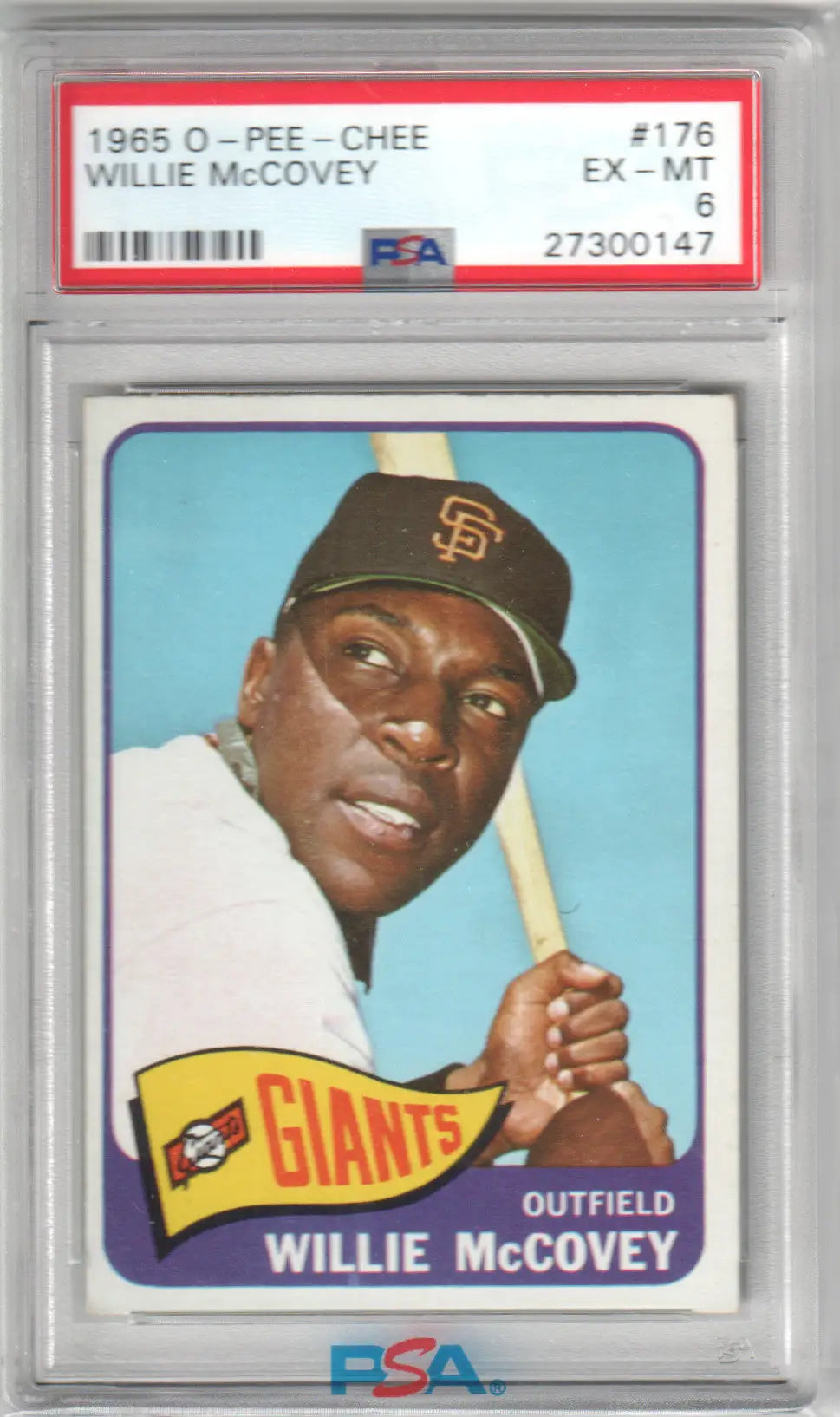 Graded Willie McCovey baseball card from Columbia Hobby, West Coast Giants collectible