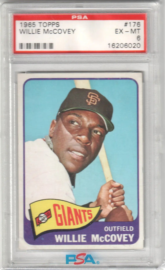 Graded Willie McCovey baseball card from Columbia Hobby, 1965 Topps #176 PSA 6