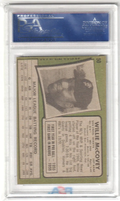 Graded Willie McCovey baseball card from Columbia Hobby, 1971 Topps #50 PSA 7 NM
